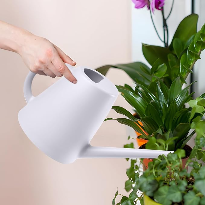 Hand Plant Watering Can - Plastic Indoor and Outdoor - 1/2 Gallon - White