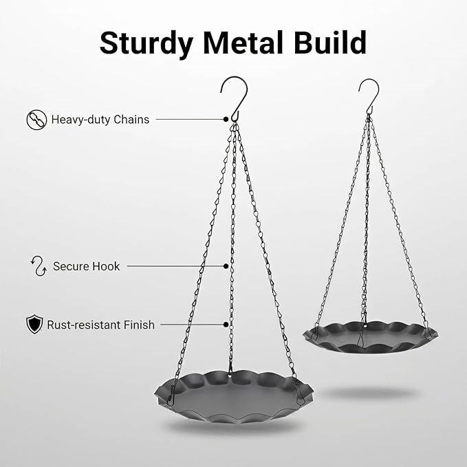 Hanging Planter for Indoor Outdoor, Plant Hanger, Plant Holder, Plant Pot Shelf Basket for Window Wall Ceiling Garden with Chains and Hooks, 2Pcs, Wavy Round