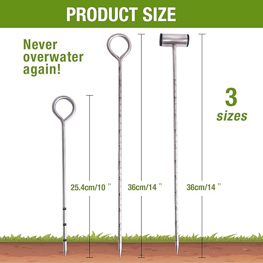Soil Probe 14 Inches Moisture Meter for Plants, Soil Moisture Sampler with Dual Scale Markings, House Plant Water Monitor No Batteries Required