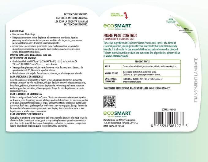 EcoSmart Natural, Plant-Based Indoor/Outdoor Home Pest Control, 24 Ounce Ready-to-Spray Bottle