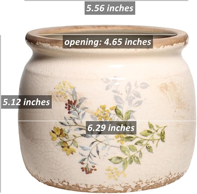Xiaan Jiaju Pots for Plant, Cottage Rustic Clay Ceramic Tabletop Flower Pots, 6.29'' Plant Pots Indoor with Drainage, Sage Yellow Vase & Planters, Farmhouse Home & House Decor, Gifts for Mom