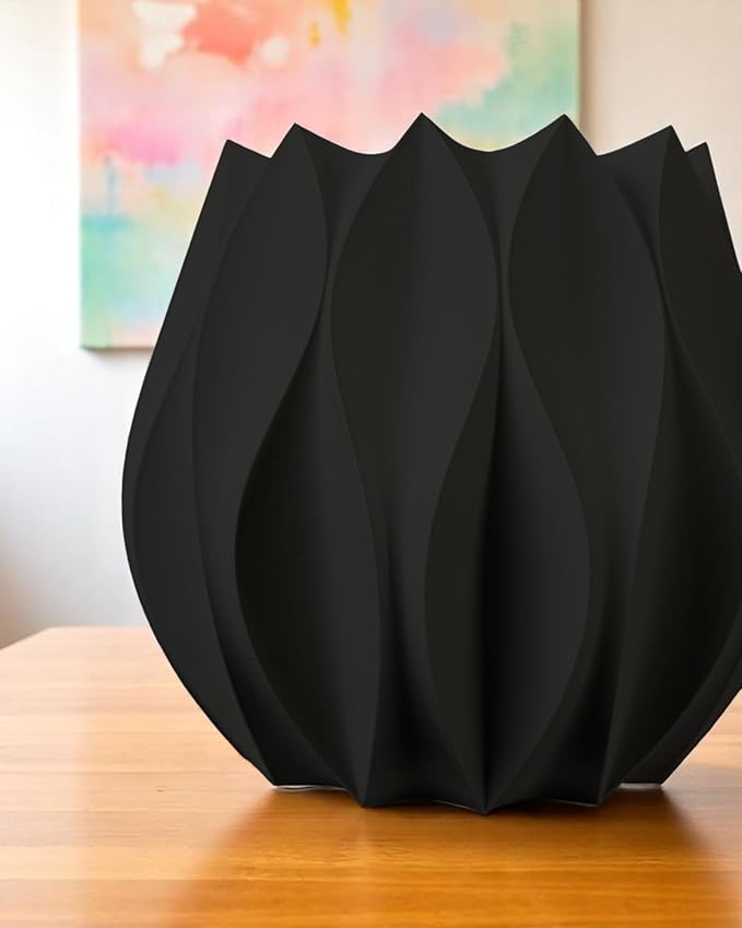 Neo Lotus Planter – Modern Sculptural Pot for Orchids, Succulents & Airplants | Minimalist Indoor Vase for Home, Desk, Shelf or Gift Decor (Black, Standard Structure 6" x 6" WH)