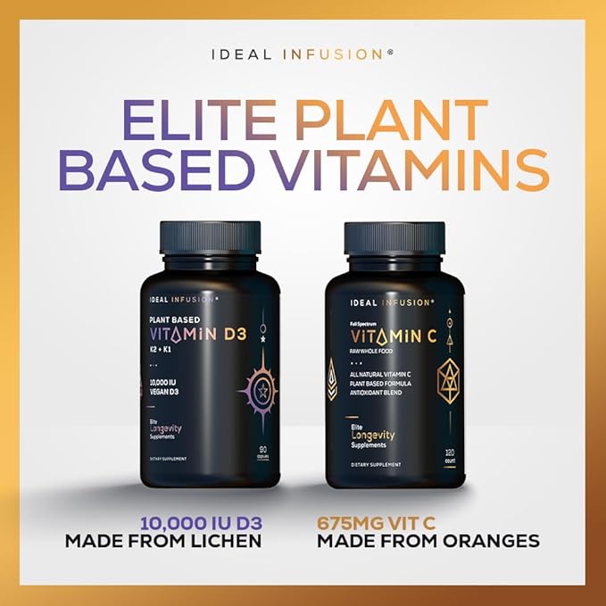 Vegan Vitamin D3 10,000iu with K1 K2: Natural Plant Based D3 - Burp-Free Patented Coconut MCT Powder for Improved Absorption - Immune Support & Bone Structure (90 Servings) Wildcrafted D3 Lichen