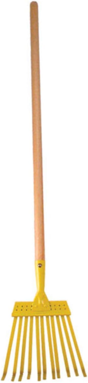 Rugg Kids Long Handle Leaf Rake, Mini Raking Tool with Wooden Handle, Gardening Tool for Children, Yellow