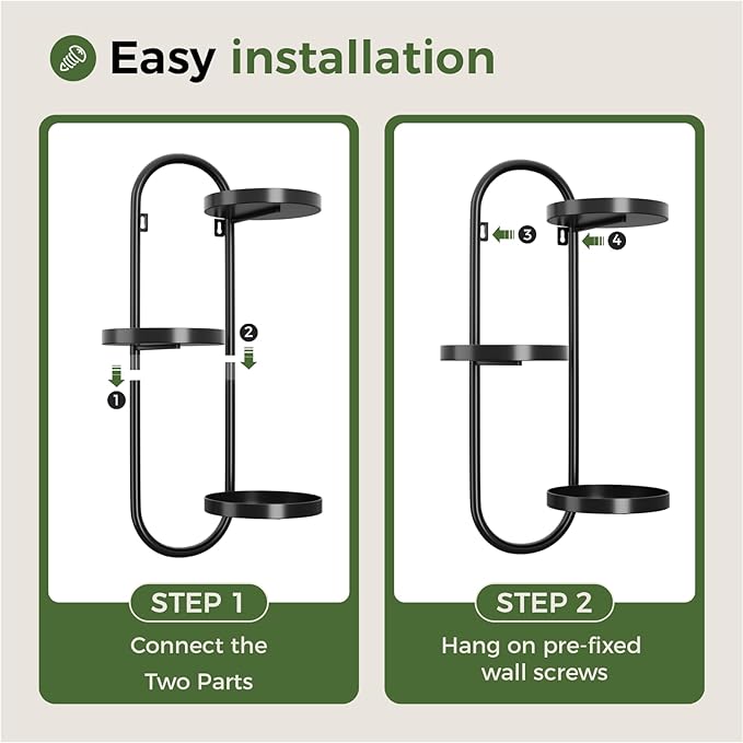 Laposso Window Plant Shelves Indoor Outdoor Wall Planters for Indoor Plants 2 Pack Metal Hanger Plant Holder for Living Room Balcony Wall Decor Black