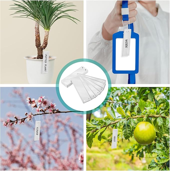 50 Pcs Metal Plant Tags, Aluminum Plant Labels with Metal Wire Double Sided Write Labels Hanging Plant Tags Waterproof Tags Metal Tags for Plant Markers Tree Tags Outdoor Garden Plant Mark