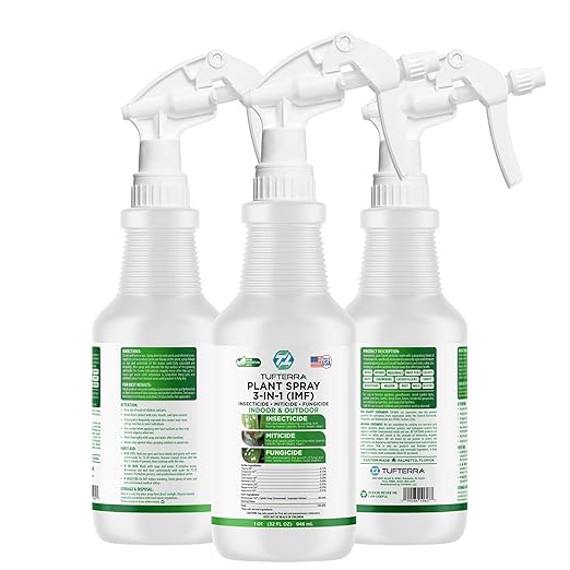 Plant Spray 3-in-1 Insecticide, Miticide, Fungicide | Natural Bug Spray, Indoor & Outdoor Plants | Essential Oils & Castile Soap | Aphids, Mites, Whiteflies, Thrips, Mildew, Mold | 32oz