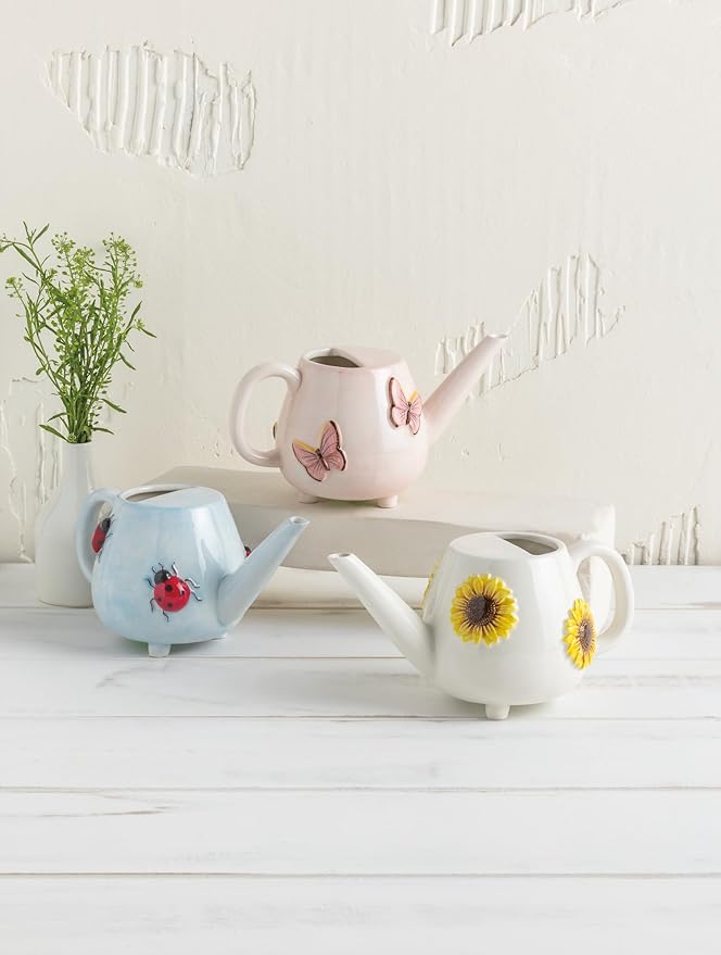 Mud Pie Sunflower Ceramic Watering Can