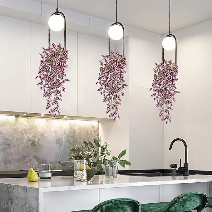 DILATATA Fake Hanging Plants Artificial Hanging Plants 181 Leaves Faux Wandering Jew Hanging Leaves Plant for Wall Shelf Home Indoor Outdoor Decor - 5 Pack