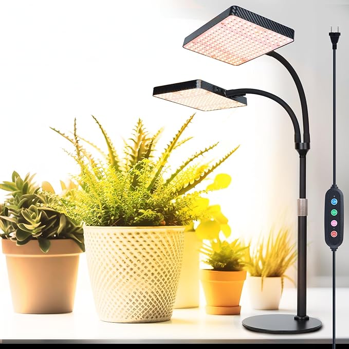 FRGROW 2026 2Head Tabletop Grow Lights for Indoor Plants, Seed Starting, Bonsai, 50 Watt Power Draw, Big Coverage and Bright Enough, Like A Small Sun for Your Jungle, 16"-24" Height Adjustable