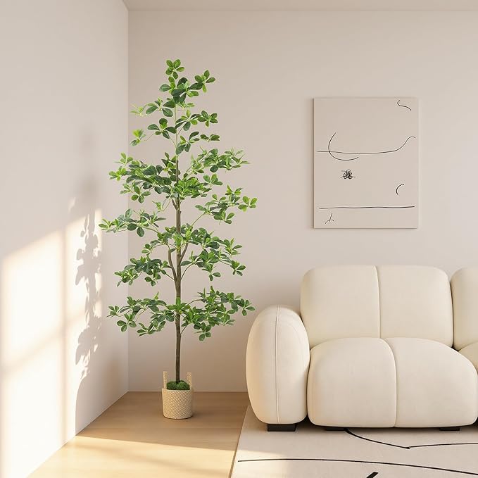 Caxchiling Artificial Black Olive Tree 6FT, Fake Potted Tree for Indoor Outdoor, Lifelike Faux Floor Plants with Moss Topper and Cotton Basket, Home Office Living Room Bedroom Doorway Hallway Decor