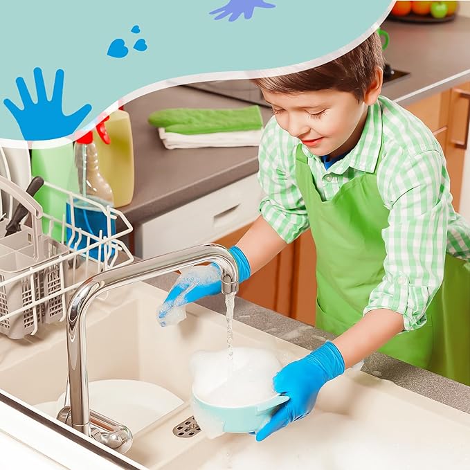 Kids Disposable Nitrile Gloves for 4-10 Years, Suitable for Cooking, Gardening, Painting, Powder and Latex Free-100 PCS