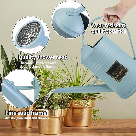 0.5 Gallon Small Watering Can for Outdoor Indoor Plants for House Plants, 12 oz Glass Plant Mister Spray Bottle for Bonsai Garden Flowers (Blue)