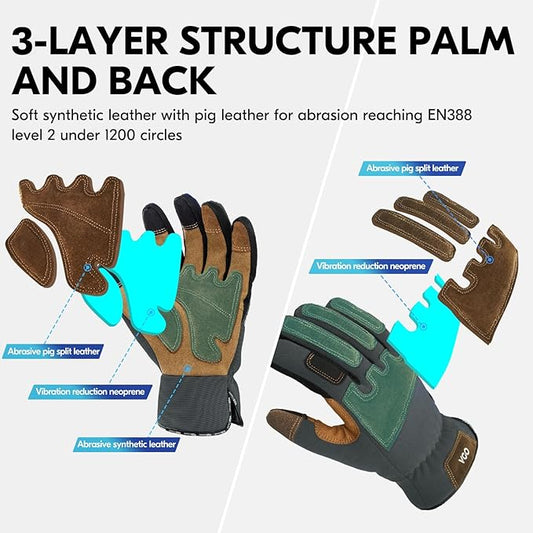 Vgo... 1-Pair Gardening Gloves Men, Safety Work Gloves, Puncture-proof, Thornproof, Touchscreen (SL7475)