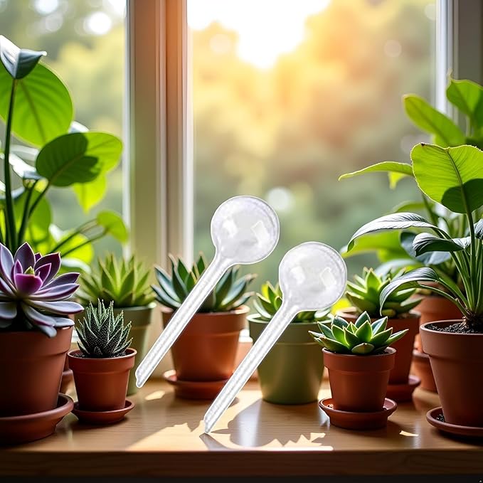 2 Pcs White Automatic Watering Device Globes Vacation Houseplant Pot Waterer Flower Water Watering Self-Watering Stakes Plant Container Accessories