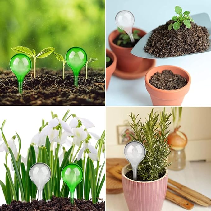 Yahpetes Automatic Watering Globe Plant Watering Globes Plastic Watering Bulbs Waterer Flower Water Drip Irrigationdevice Self Watering System (Clear+Green)