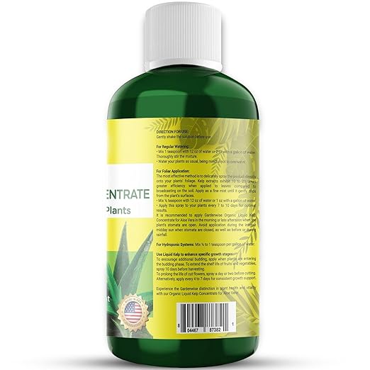 GARDENWISE Organic Premium Kelp Seaweed Fertilizer - Liquid Hydroponics Fertilizer - Liquid Plant Food - Nutrient-Rich Soil Enhancer - Natural Plant Food for Aloe Vera (32 OZ)