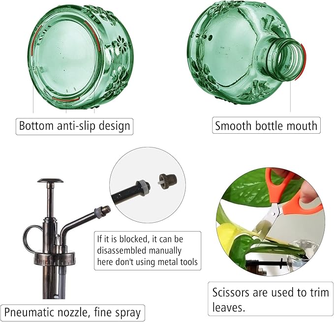 XXXFLOWER Glass Plant Mister Spray Bottle for Indoor Plant Spritzer Succulent Watering Bottle