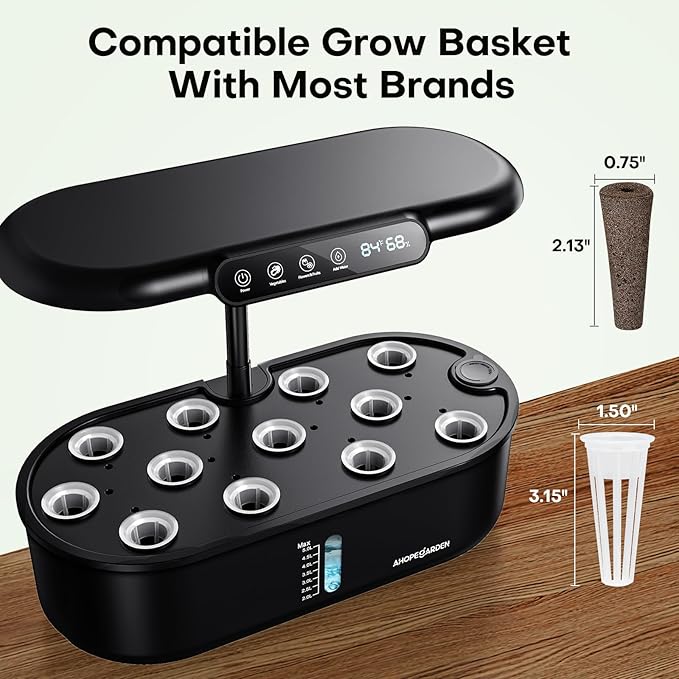 Ahopegarden Hydroponics Growing System kit: 12 Pods Indoor Herb Garden with Smart Environmental Detection - Full Spectrum LED Grow Light for Growing Vegetables,Herbs and Lettuce - Home Gardening