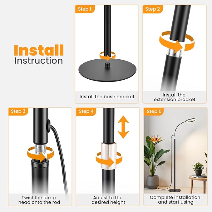 Grow Lights for Indoor Plants, Full Spectrum Plant Grow Light with 3/9/12H Timer, 3 Color Modes, 10 Brightness, Adjustable Growing Lamp for Large Indoor Plants, 51.2-66.9 Inch