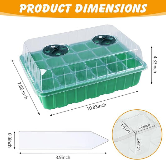 ondware 10-Pack Seed Starter Trays with Humidity Domes, 240 Cells, Seed Starter Kit for Indoor Greenhouse, Seedling Starter Tray for Seeds Growing Starting