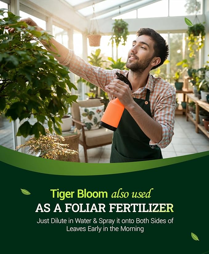 FoxFarm Tiger Bloom Liquid Plant Food - Phosphorus Fertilizer for Buds, Blooms & Flowering - Supports Soil & Hydroponic Systems - High Micronutrient Formula with 2-8-4 Nutrient Ratio - 1 Pint