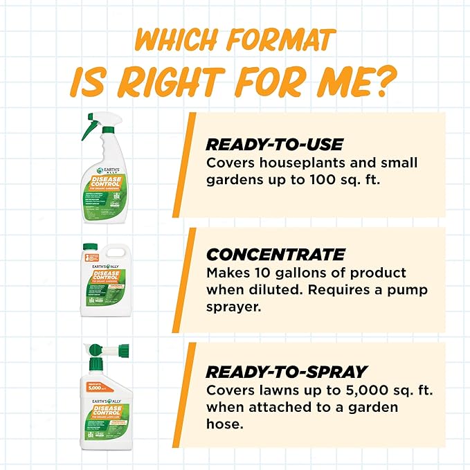 Earth's Ally Disease Control Concentrate for Plants Concentrate 32 oz | Fungicide Treatment for Powdery Mildew, Blight, Black Spot, Fungus - Use on Plant & Rose Diseases & More