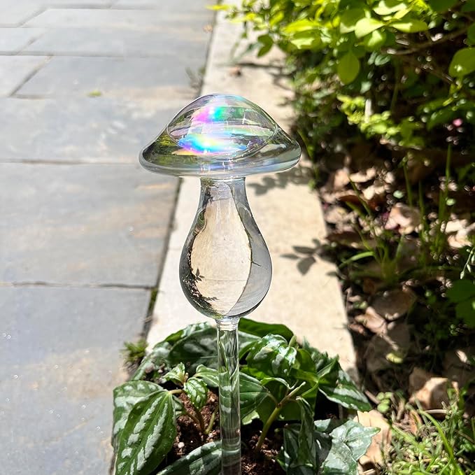 Kingbuy Iridescent Mushroom Self-Watering Globes for Plants - 4 Pack Automatic Plant Waterer Indoor/Outdoor, Plant Watering Devices with Continuous Moisture Supply, No Electricity Needed