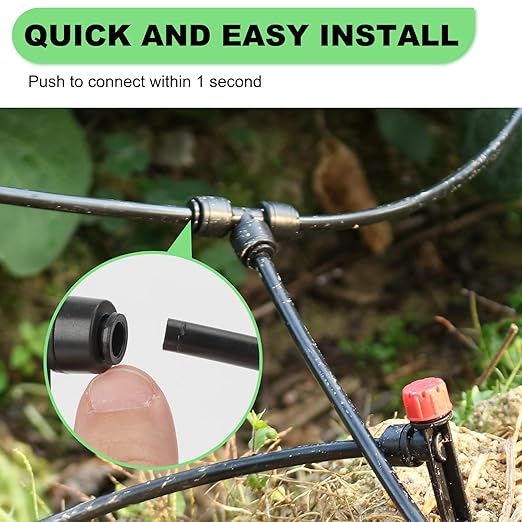 Drip Irrigation System – 2026 Upgraded Garden Watering System with 46FT 1/2'' Tubing, New Quick-Connect 1/4 inch Fittings Automatic Sprinkler for Garden Lawn Greenhouse Plant Flower Bed