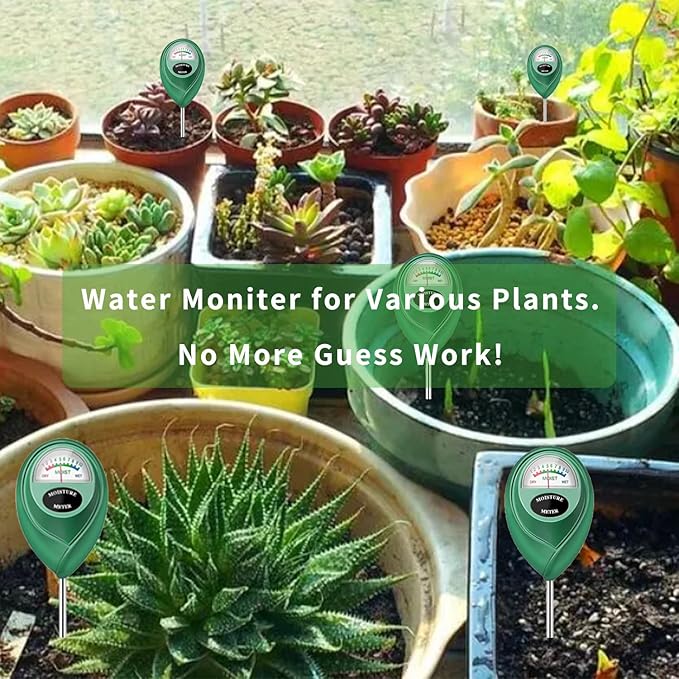 Censinda Soil Moisture Meter, Long Probe Soil Moisture Monitor for House Plants, Soil Hygrometer Moisture Sensor for Indoor & Outdoor, Garden, Farm, Lawn Plant Care, No Battery Needed(Green)