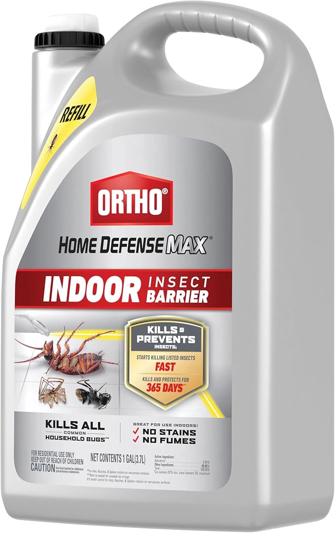 Ortho Home Defense Max Indoor Insect Barrier Extended Reach Comfort Wand Plus Refill Bundle - Indoor Bug Spray, Kills Ants, Roaches, Spiders, and More, 1 gal.