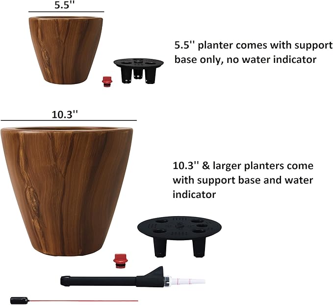Smart Self-Watering Planter Pot for Indoor and Outdoor 5.5" Round Cone Suitable for All Plants, Herb, Succulents, Flowers (Round, White)