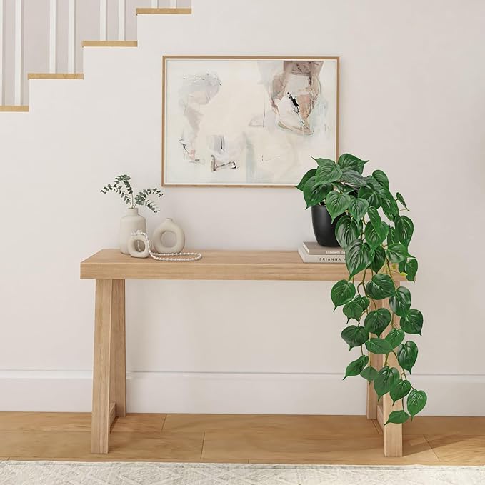 GnFlus Fake Ivy Plant with Pot Artificial Pothos Leaves Featuring a White Frosted Finish for Home Shelf Decor Indoor Silk Artificial Realistic Plant Large
