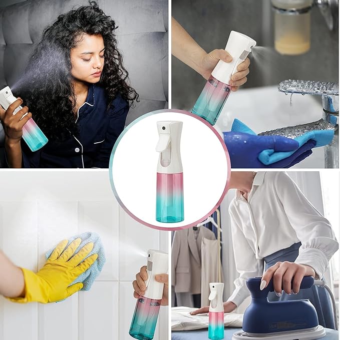 Spray Bottle for Hair (10.15OZ /300ML) Continuous Ultra Fine Mist Sprayer for Hair, Salons, Barber, Plants, Skin Care, 1 Pack Pure Black