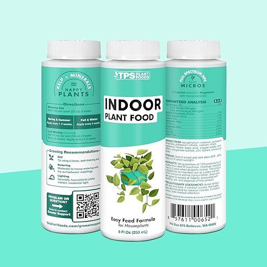 Indoor Plant Food – Liquid Fertilizer for Houseplants, New Growth, Greener Leaves, and Strong Roots, 1 Gallon