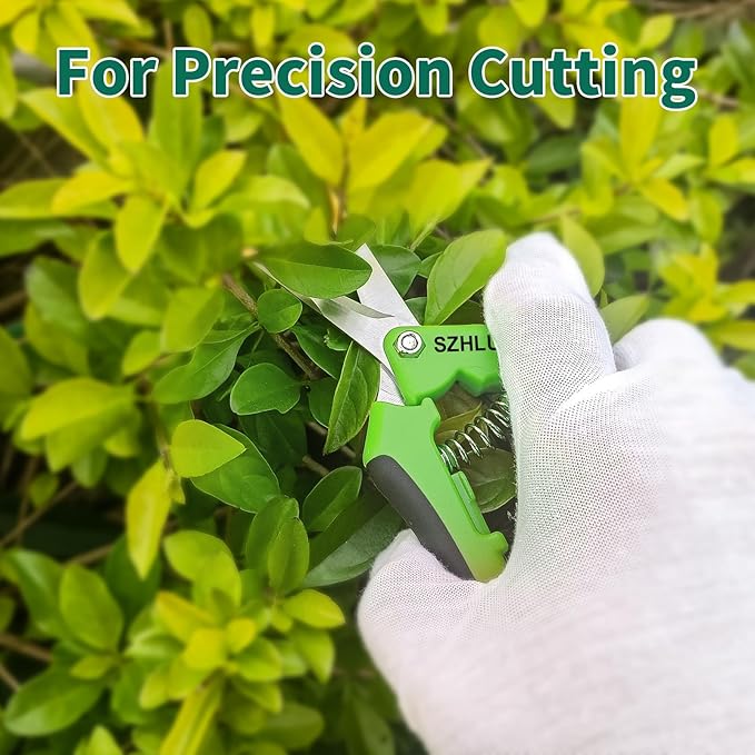 SZHLUX 6.5 Inch Gardening Scissors Hand Pruner Pruning Shears (1, Green)