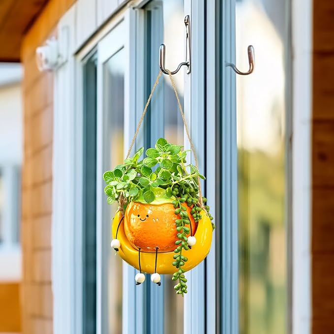 Gardening Plant Gifts for Women: Cute Hanging Planter Gift for Plant Lovers Mother - Smiley Face Small Flower Pot for Succulent Cactus Spider