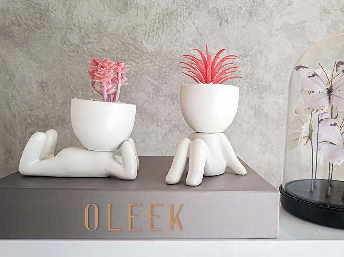 Small Fake Plant Office Decor for Women - Pink Gifts for Women - Cute Office Decor - Pink Decor for Office Decorations - Succulents Fake Plants for Shelf Decor - Office Supplies