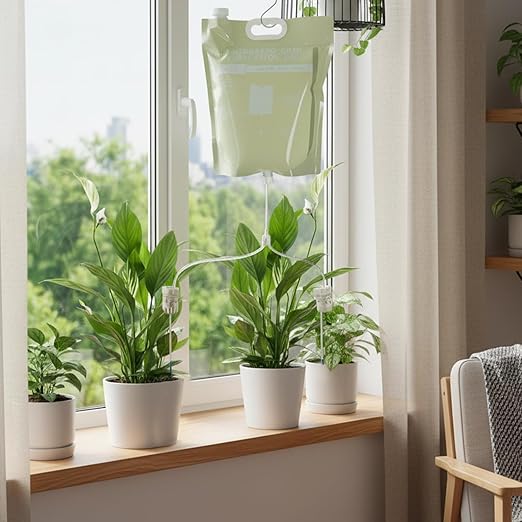 6.5L Plant Self Watering Bag,Automatic Plant Waterer-Dual Water Tube Design, Smart Timer Indoor Plant Watering System, Self-Watering System for Indoor Plants, Auto Watering for Plants