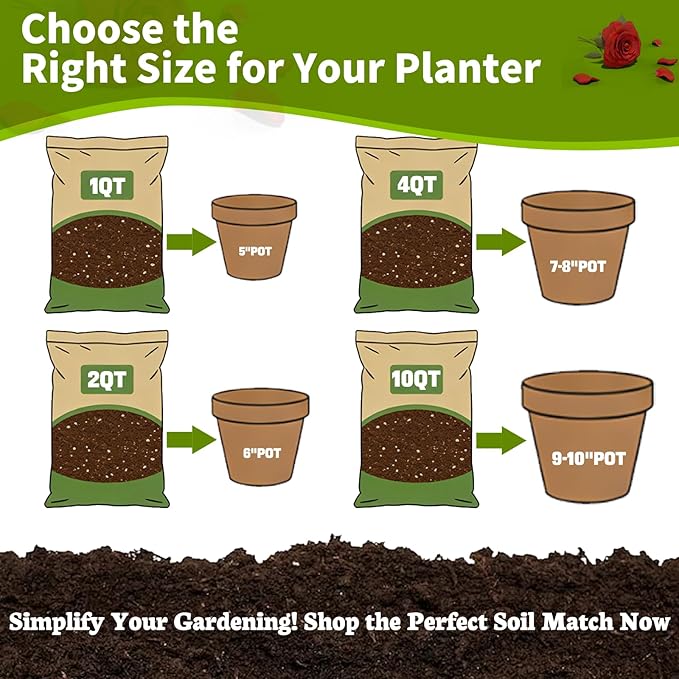 Rose Soil Potting Soil 2qt- Natural Organic Potting Mix for Roses, Superior Drainage & Breathability, Nutrient-Rich Formula to Support Healthy Rose Growth