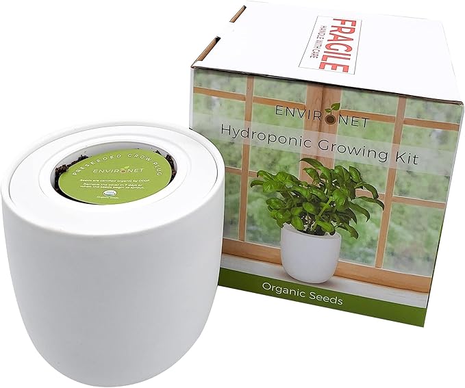 Hydroponic Herb Growing Kit, Fresh Mint Seed Starter Set, Indoor Hydroponic Growing System with Organic Mint Seeds, Indoor Herb Garden Gift for Family and Friends, White