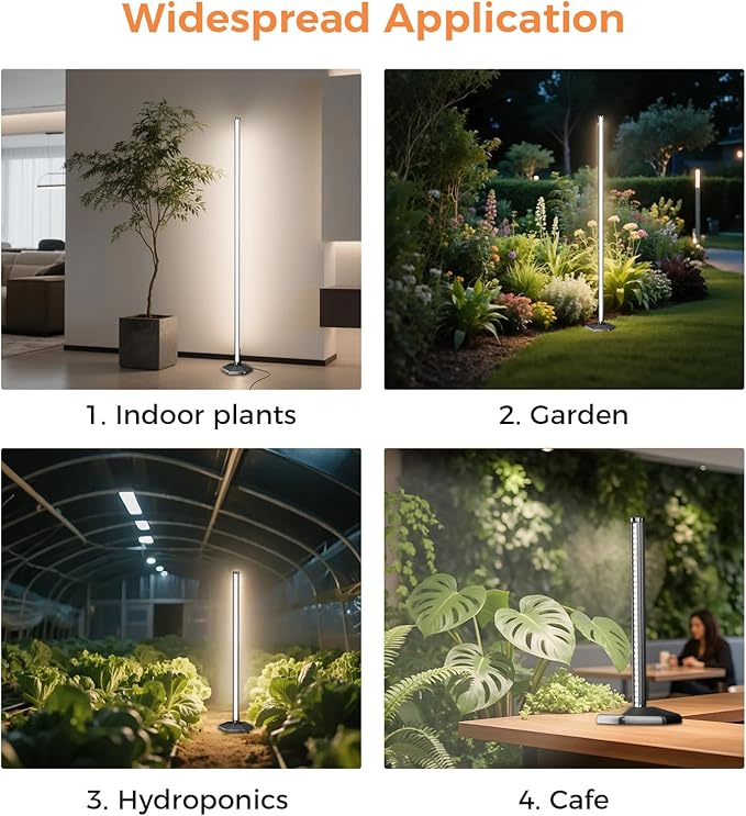 2 Pcs Grow Lights for Indoor Plants, 44W 384 Led Full Spectrum Plant Light, 5.4FT Adjustable Length Standing Grow Light with Timer/Six Leg Base for Greenhouse/Garden