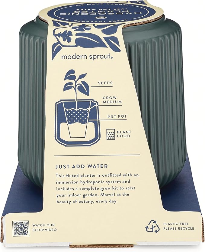Modern Sprout Flower Grow Kit - Ceramic Planter with Indoor Hydroponics Growing System Kit Ideal for Living Room Decor - Unique Gardening Gifts - Daisy Daydream Self Watering Flower Planting Kit