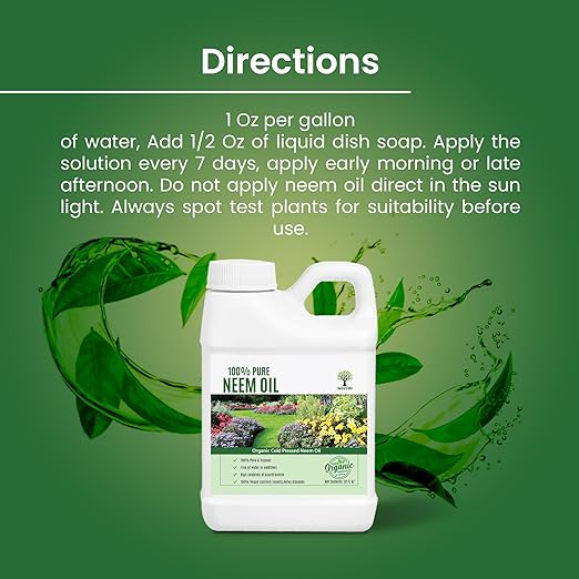 Nature's Will 100% Pure Organic Neem Oil, Cold Pressed and Unrefined, Water Soluble Concentrated, Non-GMO for Indoor and Outdoor Plants and Vegetable (16, Ounces)