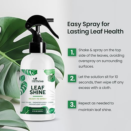 8oz Leaf Shine Spray for Indoor Plants - Plant Leaf Cleaner and Shine for Indoor Houseplants - Makes Leaves Shiny, Vibrant & Healthy