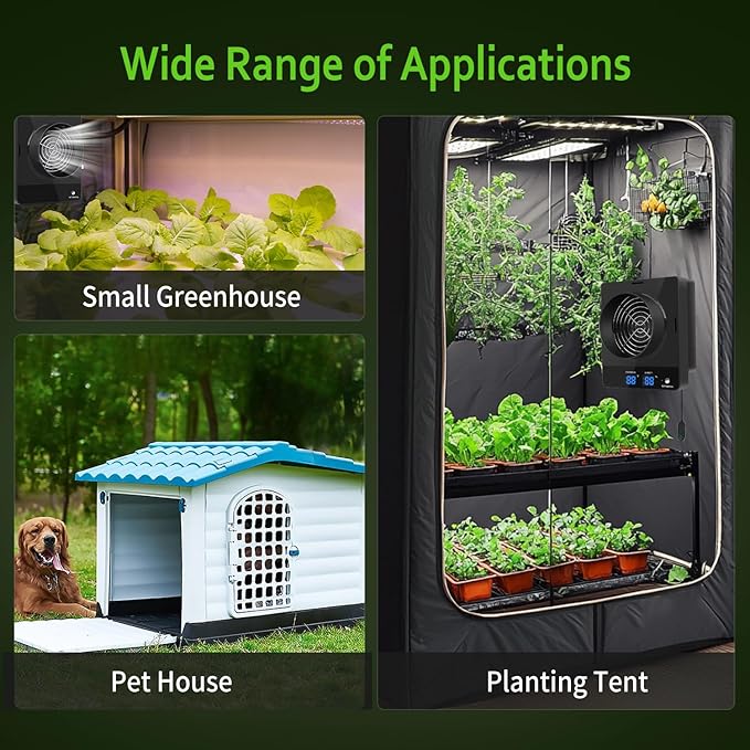 4-Inch Grow Tent Inline Duct Fan, Automatic Temperature & Humidity Sensing Control, Ventilation System for Grow Tents, Greenhouses