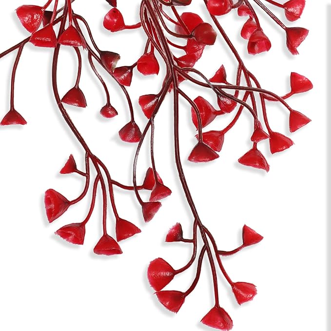 RECUTMS Vine Plant Fake 4 Pcs Ferns Artificial Plants Large Faux Hanging Plant Artificial Hanging Plants Wall Plants Fake Ivy Room Decor Home Garden Wedding Party Indoor Outdoor Decorations(Red 4P)