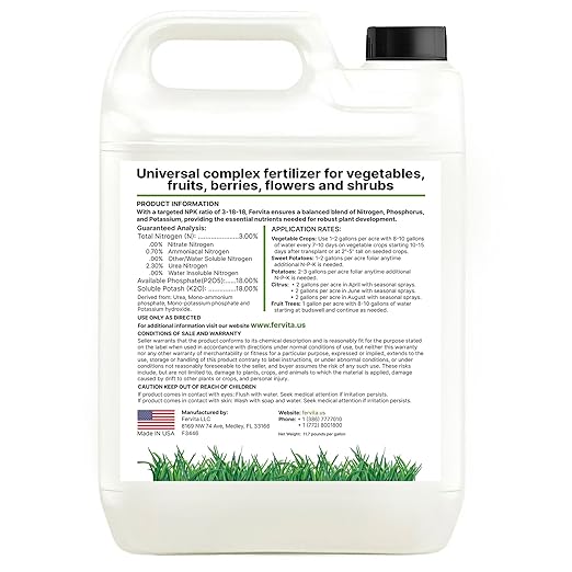 Liquid 3-18-18 Fertilizer for Vegetables, Fruits and Flowers - All Purpose Plant Food Outdoor & Indoor Plant Food - Balanced NPK Flower Food Bloom Booster with Nitrogen Potassium Phosphorus (1gal)