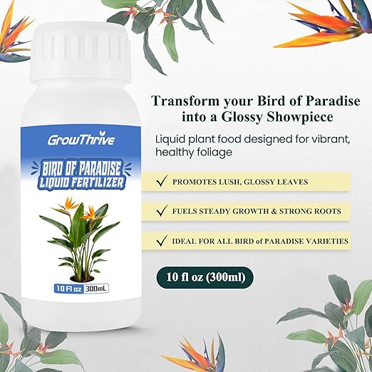 Bird of Paradise Liquid Fertilizer, 10 oz Natural Plant Food for Indoor & Outdoor Bird of Paradise, Organic Probiotic Formula for Bigger Leaves, Brighter Blooms & Strong Root Growth
