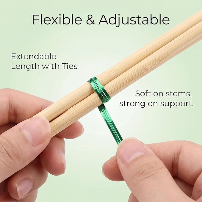 Plant Stakes for Indoor Plants – MAQIHAN 40PCS Plant Support Sticks, 9.8 Inch Stakes for Potted Plants, Orchids & Seedlings, Garden Stake with 30pcs Green Ties